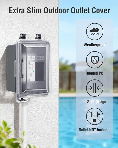 SURAIELEC Extra-Deep Outdoor Outlet Cover, 1-Gang, 4" Extra-Deep Receptacle Cover, NEMA 3R Weatherproof, Horizontal/Vertical Mount, Compatible with GFCI, Duplex Outlets & Switches, Black, 1-Pack