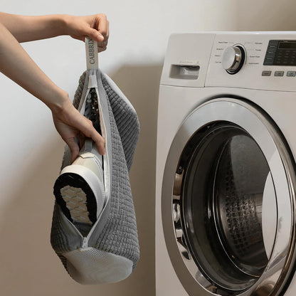 Shoe Washing Machine Bag, 2pcs Cabbirx Laundry Shoe Bag for Washer and Dryer Reusable, 360° Deep Cleaning With Durable Zipper, Washer Balls Include, Large Size for Adult (Gray, Large)