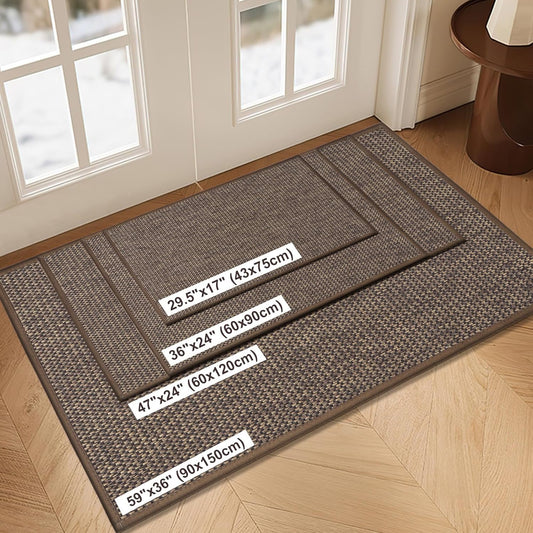 LEKEEPGO Door Mat 17"x29", Non Slip Door Mat Indoor Entrance, Rubber Backing Indoor Door mats Washable Absorbent Low-Profile Doormat Front Entryway Entry Resist Dirt Inside Door Mats, Khaki