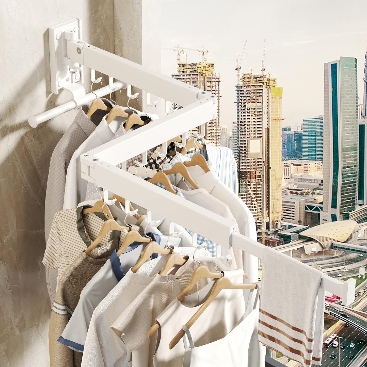 Clothes Drying Rack Wall Mounted,Drying Rack Clothing,Laundry Drying Rack Wall Mount,Collapsible Drying Racks for Laundry,Retractable,Foldable,Clothes Hanger Rack,Clothes Dryer Rack,White Color