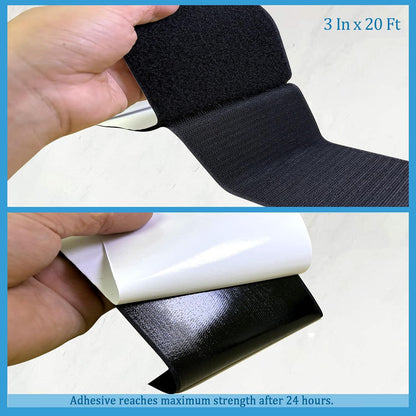 2 Inch x33 Feet Adhesive Hook and Loop Tape,Nylon Heavy Duty Tape Fasteners,Black Double Sided Self Adhesive Interlocking Tape Can Be Used to Fix Screen Window Sofa Cushions Carpet Wall Hanging