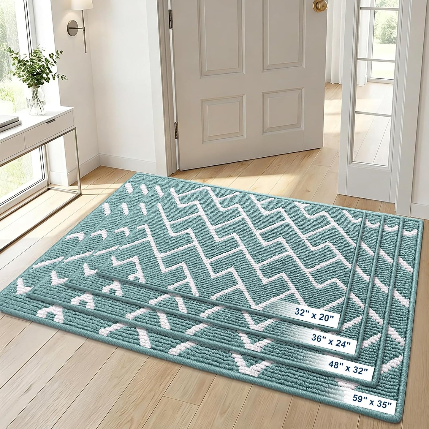 OLANLY Front Door Mat, Non-Slip Rubber Backing, Dirt Resistant and Absorbent, Washable, Easy to Clean Low-Profile Indoor Doormat for Back Door, Entryway, Inside Entrance, 32x20, Grey