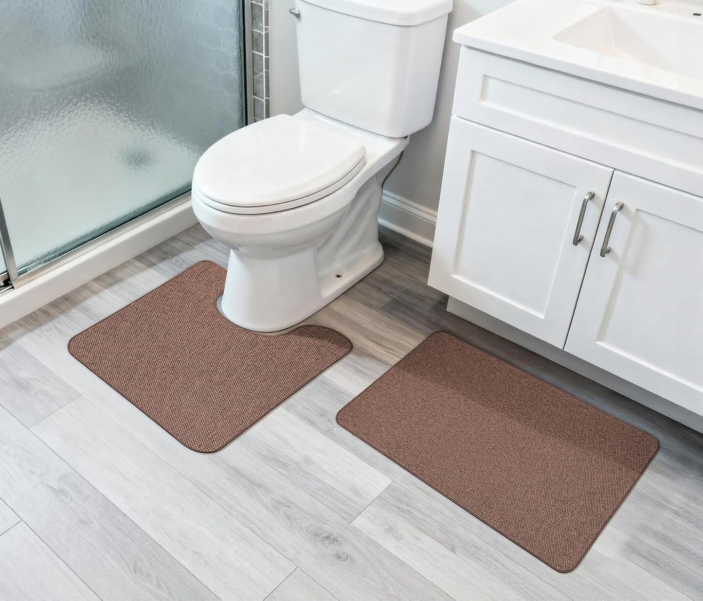 Bath Mat,Ultra Thin Bathroom Rugs,Rubber Bath Mats for Bathroom,No Slip Bath Rugs,Quick Dry,Machine Washable,Low Pile,Absorbent,Shower Outside,Sink,Home Decor Accessories.Grey,1'5"x2'3"(17x27Inch)
