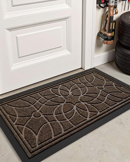 DEXI Front Door Mat Outside Entrance, Heavy Duty Non Slip Low Profile Doormat for Entryway, Trap Dirt and Moisture Welcome Mats, Easy Clean, Patio, Garage, 3x2, Blue