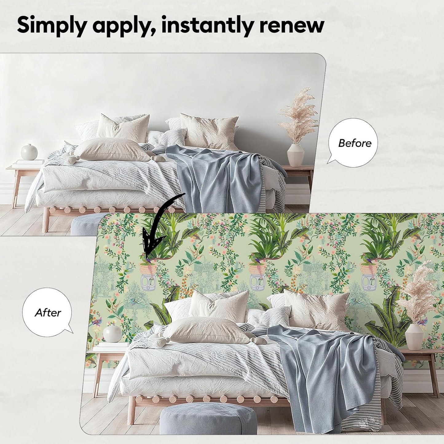 17"x118" Peel and Stick Wallpaper for Renter Friendly, Removable Wallpaper Peel and Stick, Self-Adhesive Textured Contact Paper for Walls, Cabinets, Countertops(Morning Song of Flowers)