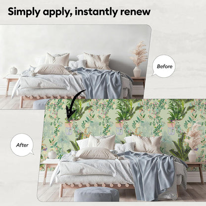 17"x118" Peel and Stick Wallpaper for Renter Friendly, Removable Wallpaper Peel and Stick, Self-Adhesive Textured Contact Paper for Walls, Cabinets, Countertops(Morning Song of Flowers)