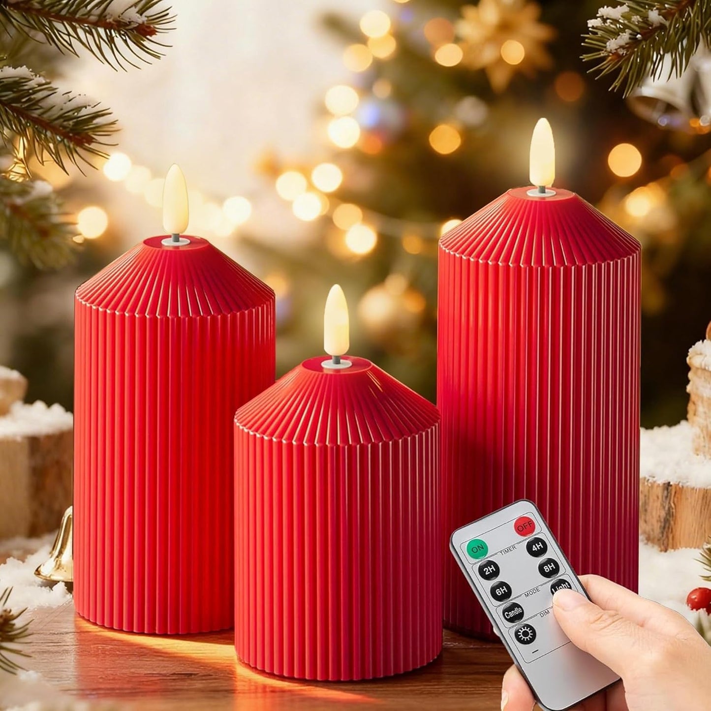LUSHARBOR Flameless Candles with Remote, 3 Pack Battery Operated Candles Flickering Real Wax LED Fake Pillar Candles with Timer for Wedding Home Party, White