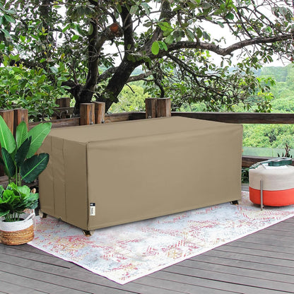 Patio Deck Box Cover, 63x30 Inch Fire Pit Covers with Straps and Handles, Waterproof Heavy Duty Outdoor Furniture Winter Cover for Keter, Suncast, Lifetime Container