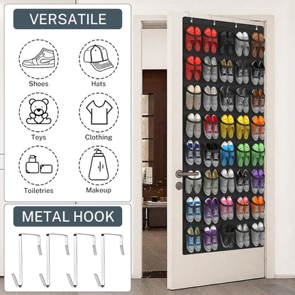 40 Large Mesh Pocket Over the Door Shoe Organizer,Hanging Shoe Rack for Door,Hualleko Shoes Organizer Hanger with Large Capacity, Shoes Storage Holder Sturdy Non-woven Fabric - Stores 20 Pairs (White)