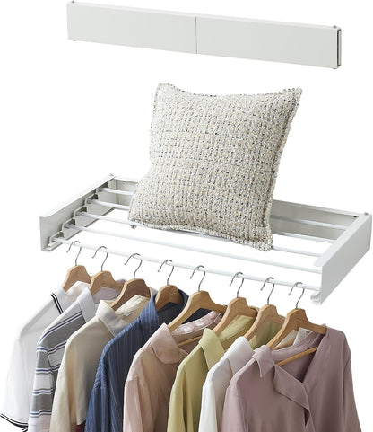 RFOUO Clothes Drying Rack, Laundry Hanger Dryer Rack, Wall Mounted Drying Rack for Laundry, Foldable Drying Rack Indoor Outdoor, 19.7" Wide, 4 Aluminum Rods, 40 lb Capacity (White 19.7")