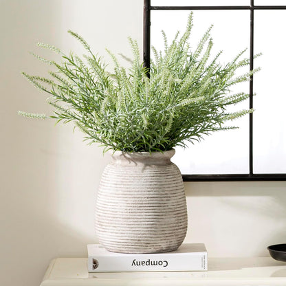 Ceramic Flower Vase, Small Rustic Farmhouse Vases Home Decor, Short Pottery Decorative Pampas Vase for Table Living Room Entryway Mantel Bookshelf Bedroom Bathroom Kitchen - 6" W