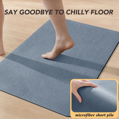 ACCUMTEK Non Slip Bath Mat, Thin Bathroom Rugs Fit Under Door, Quick Dry Bath Mats, Machine Washable Bath Rugs for Bathroom, Bathtub & Kitchen, Grey/Bordered/24 x17