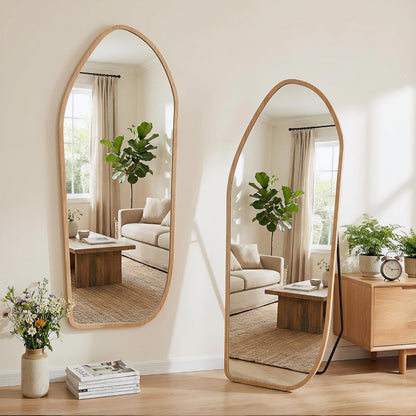 Suidia Full Length Mirror, Oversized Floor Mirror with Solid Wood Frame, Large Standing Mirror for Bedroom Living Room, Wood Art Style, Dark Walnut, 74" L x 32" W