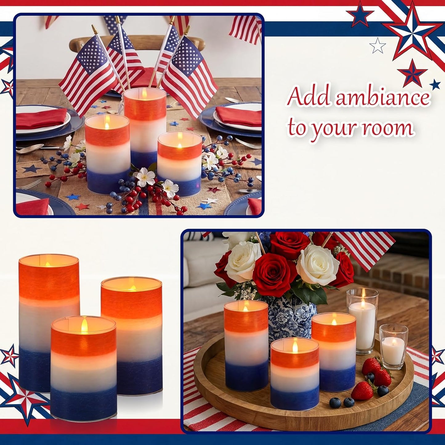 Tujoe 3 Pcs Summer Ocean Flameless Candles Teal Beach LED Battery Pillar Candles Set Battery Operated Coastal Nautical Decorations Flickering Gifts with Remote Decorations for Holiday