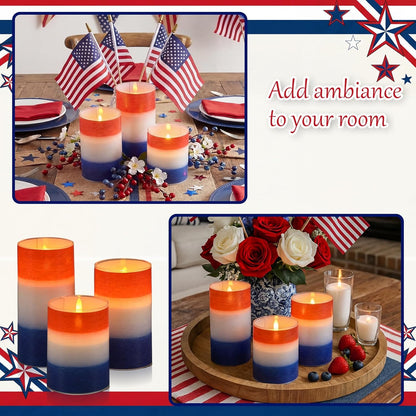 Tujoe 3 Pcs Summer Ocean Flameless Candles Teal Beach LED Battery Pillar Candles Set Battery Operated Coastal Nautical Decorations Flickering Gifts with Remote Decorations for Holiday