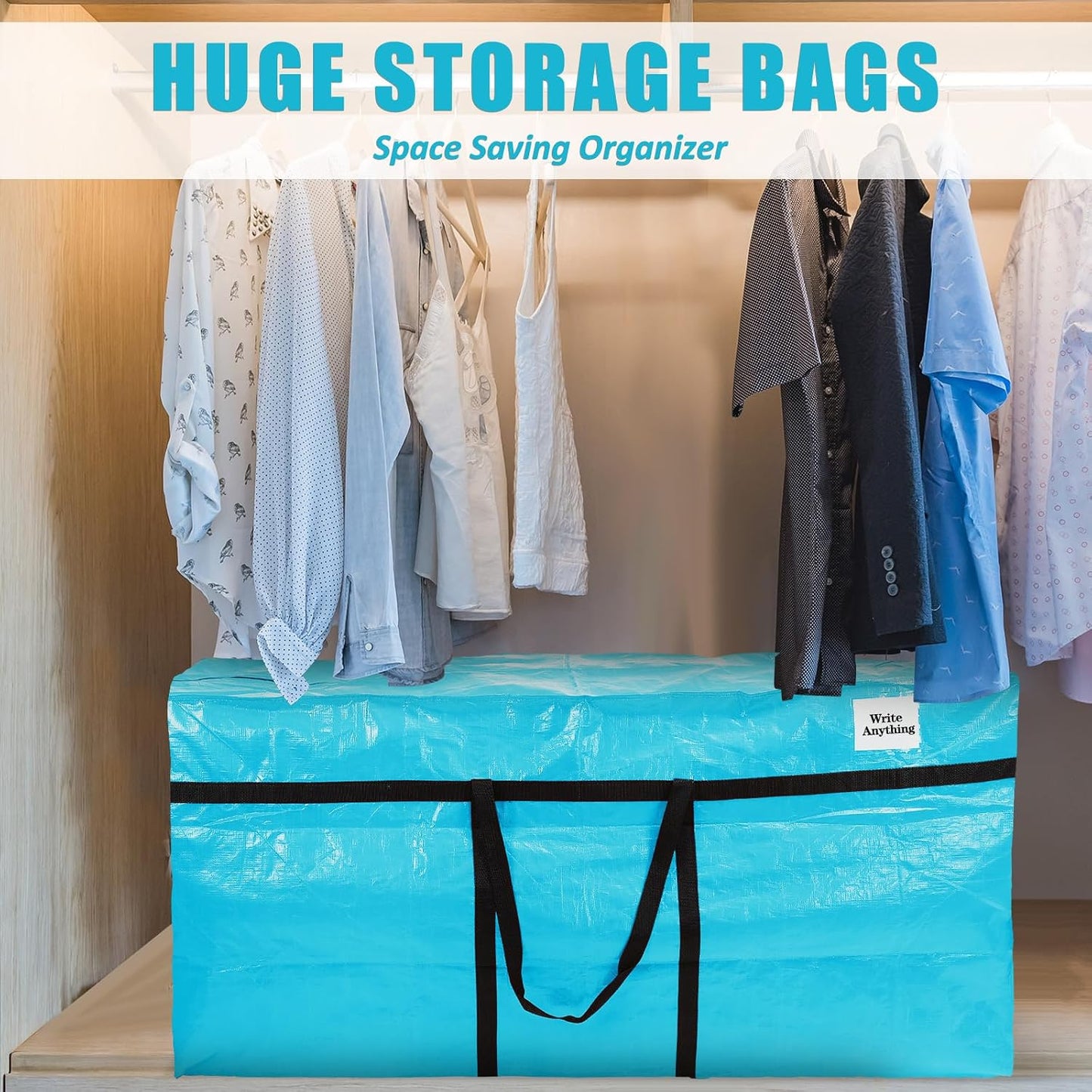 Windyun 4 Pack 57 Gallon Extra Large Moving Bags XXL Heavy Duty Storage Bag with Strong Zipper Handle Jumbo Big Tote Box Foldable for College Dorm Travel Clothes Duffle Blanket Pillow(Red)