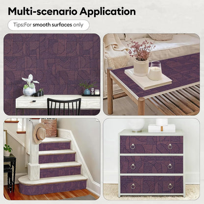 17"x118" Peel and Stick Wallpaper for Renter Friendly, Removable Wallpaper Peel and Stick, Self-Adhesive Textured Contact Paper for Walls, Cabinets, Countertops(Geometric Clay)
