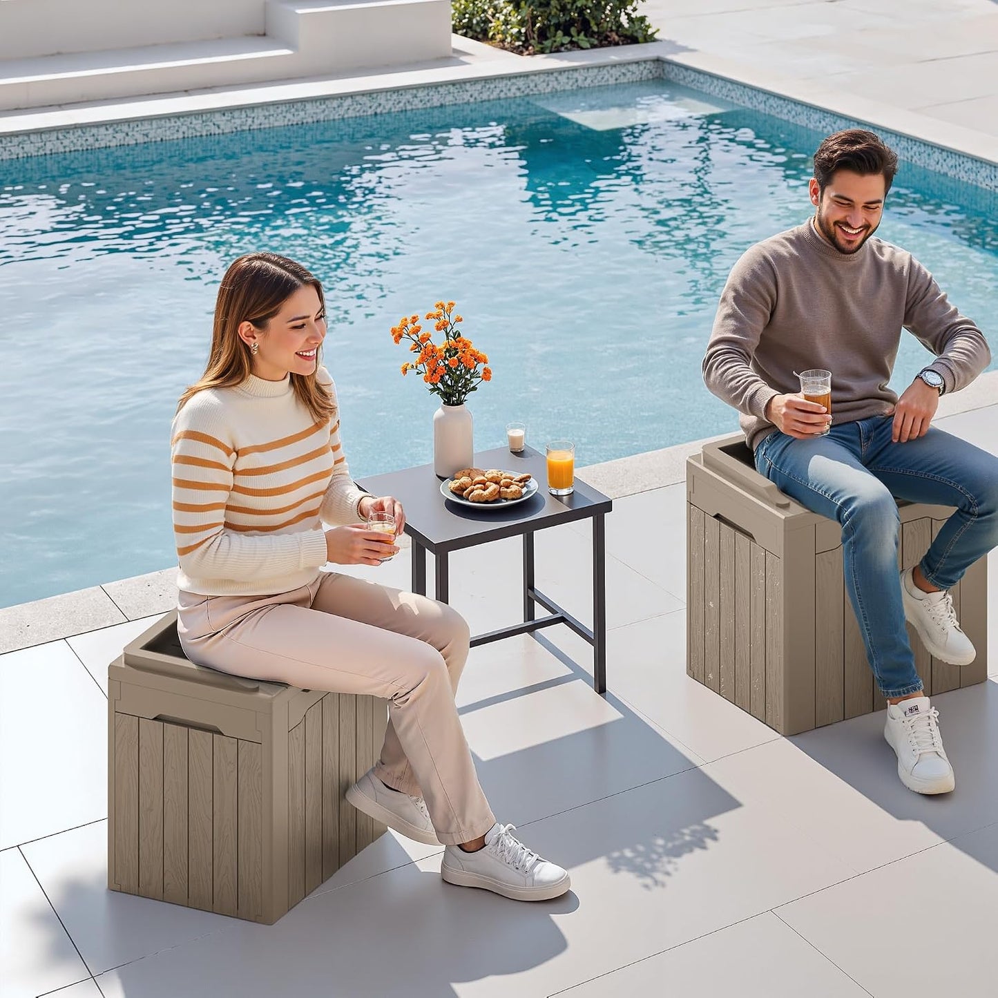Devoko 30 Gallon Resin Deck Box Waterproof Outdoor Storage Box for Patio Furniture Pool Accessories Indoor Storage for Cushion Garden Tools (30 Gallon, Black)