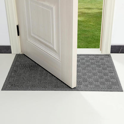 Mibao Front Door Mat, Heavy Duty Durable Welcome Mat for Outdoor Indoor, Dirt Trapper Waterproof Super Absorbent Door Mat for Entryway Outside Patio Porch, 29.5" x 17", Grey