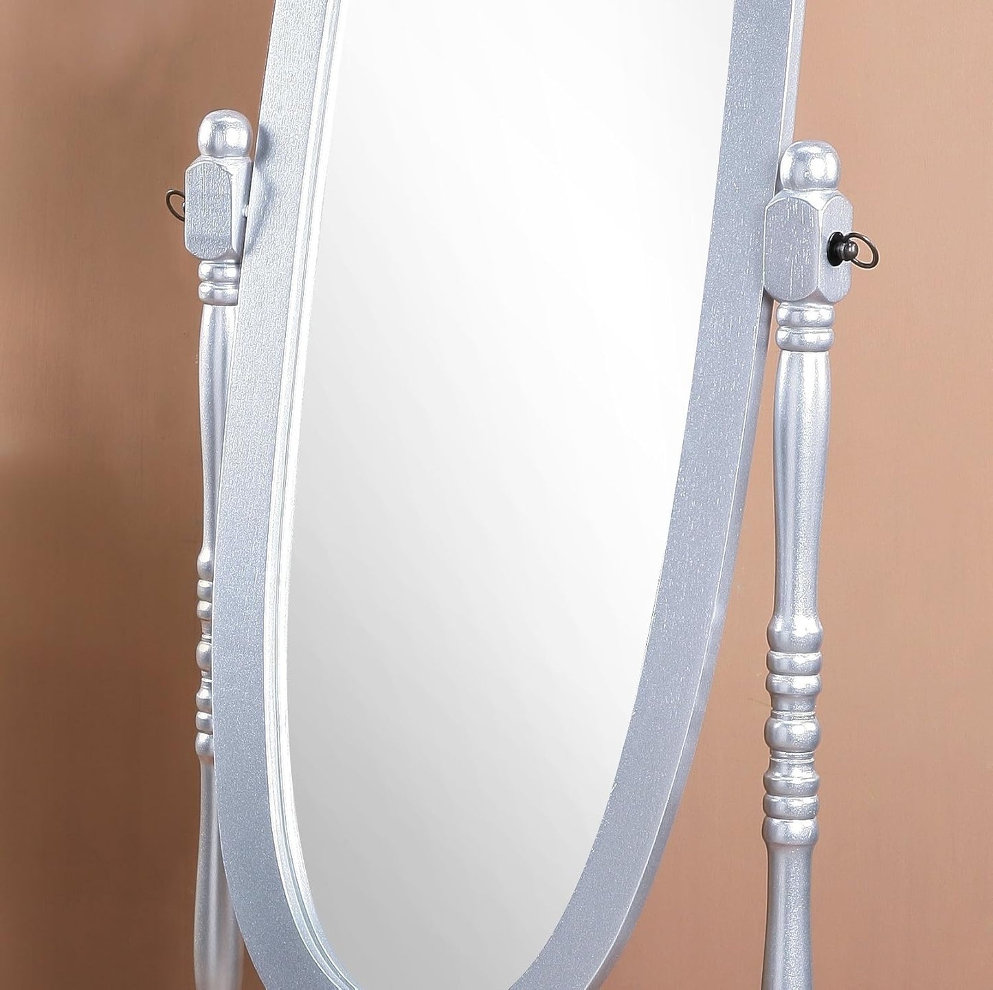 Roundhill Furniture Traditional Queen Anna Style Wood Floor Cheval Mirror, Cherry Finish