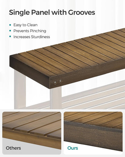 SONGMICS Shoe Rack Bench, 3-Tier Bamboo Shoe Storage Organizer, Entryway Bench, Holds Up to 286 lb, 11.3 x 27.6 x 17.8 Inches, for Entryway Bathroom Bedroom, Ink Black ULBS04H