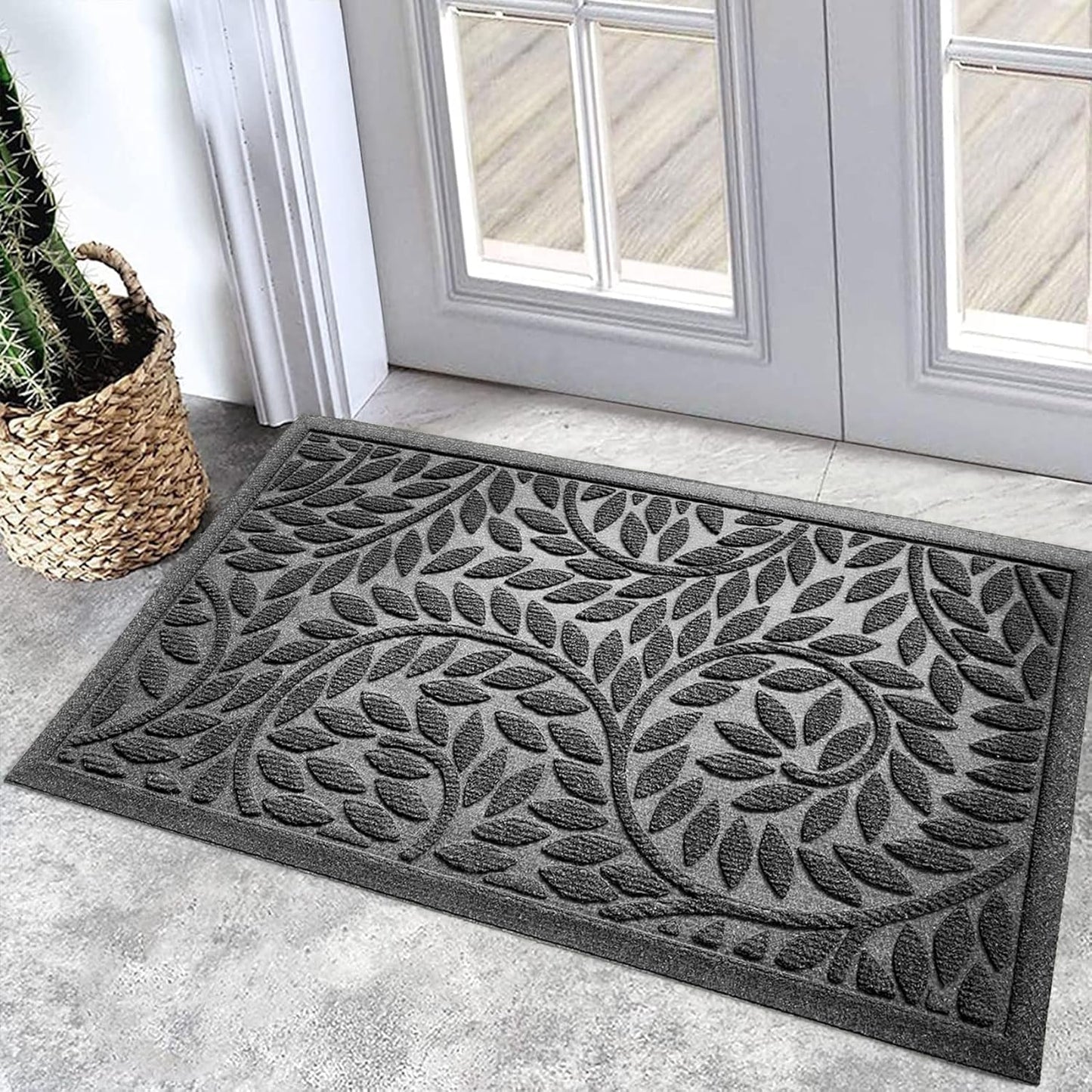 Bulijojo Front Door Mat Entrance,Durable Heavy Duty Welcome Mat,Thick Absorbent Natural Rubber Non Slip Mat,Sturdy Entryway Brown 17"x30"