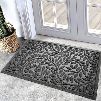 Bulijojo Front Door Mat Entrance,Durable Heavy Duty Welcome Mat,Thick Absorbent Natural Rubber Non Slip Mat,Sturdy Entryway Brown 17"x30"