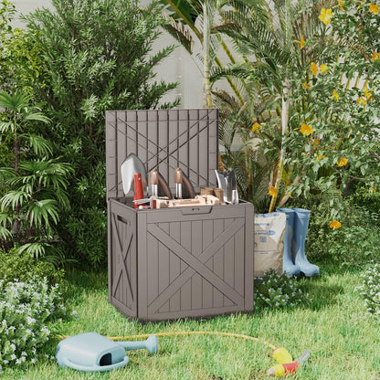 EasyUp 50 Gallon Outdoor Storage Box Waterproof Lockable Deck Boxes | UV Resistant Resin, for Garden Tools Cushions Patio Equipment, 300 lbs Capacity, Portable Design, Easy 16-Min Assembly