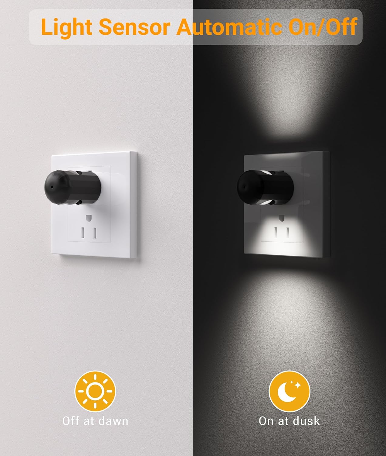 TSEXES Plug-in LED Night Lights,Dusk to Dawn Sensor,2700K,Bedroom, Hallway, Bedroom,Kitchen, Stairways, Non-Dimmable,6 Pack