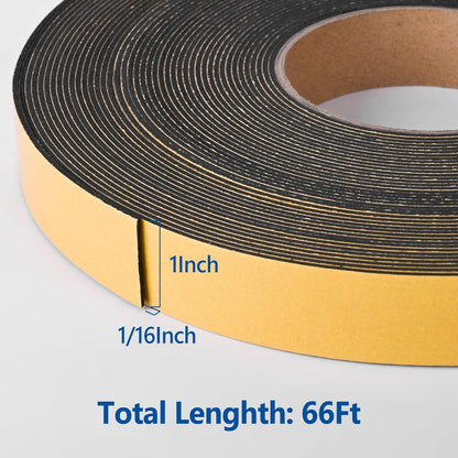 Kikerike Self Adhesive Foam Tape Weatherstrip 1/2In x 1/4In x 16.5Ft High Density Foam Insulation Strips Seal Weather Stripping with Strong Adhesive for Door and Window Sound Isolation Soundproofing