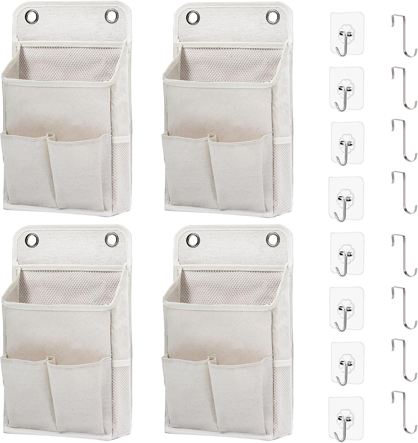 Hanging Basket for Organizing, Wall Organizer with Pockets and Over The Door Organizer，Can for Home, Closet, Office and Camper (1 White)
