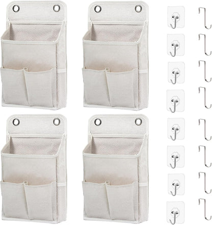 Hanging Basket for Organizing, Wall Organizer with Pockets and Over The Door Organizer，Can for Home, Closet, Office and Camper (1 White)