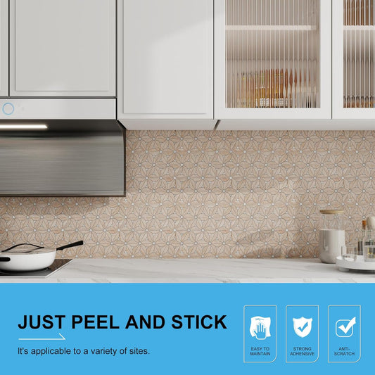 Peel and Stick Backsplash Tile, 10 Sheets Waterproof PVC Wall Tiles for Kitchen Bathroom, Thick Self Adhesive Stick on Backsplash, Covers 9.67 Sq.Ft