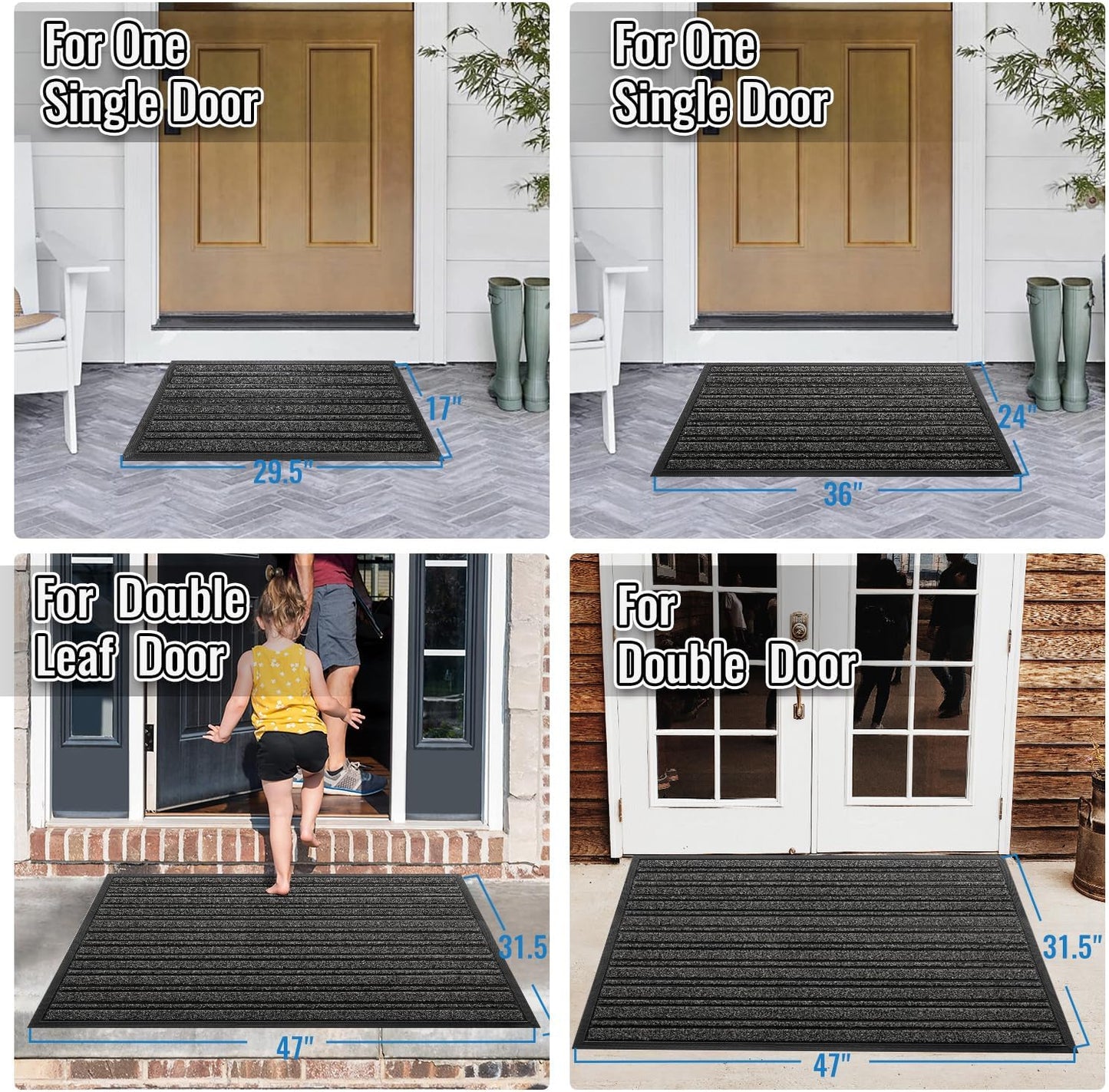 BEHERO Door Mat Outdoor Entrance, 30.5"x17" Extra Durable Front Door Mat Outside, Heavy Duty Welcome Mat for Outside Entry, Back Door Mats Non Slip, Waterproof All-Season Doormats, Yellow