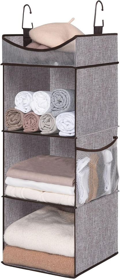 StorageWorks Hanging Closet Organizer, 3-Shelf Hanging Closet Shelves with Top Shelf, 15 ¾"W x 12" D x 31" H, Extra-Large Space, Ivory White