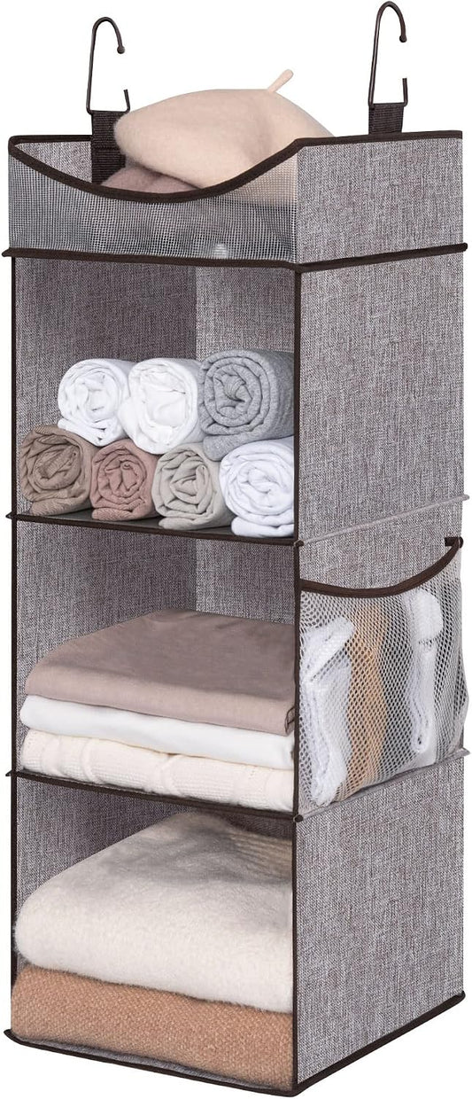 StorageWorks Hanging Closet Organizer, 3-Shelf Hanging Closet Shelves with Top Shelf, 15 ¾"W x 12" D x 31" H, Extra-Large Space, Ivory White