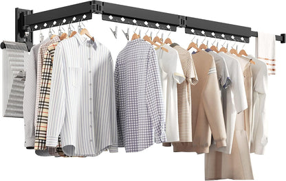 ZdwCyl Clothes Drying Rack Wall Mounted,Drying Rack Clothing,Clothes Hanging Rack,Retractable,Collapsible(Tri-Fold), White Color(Ring)
