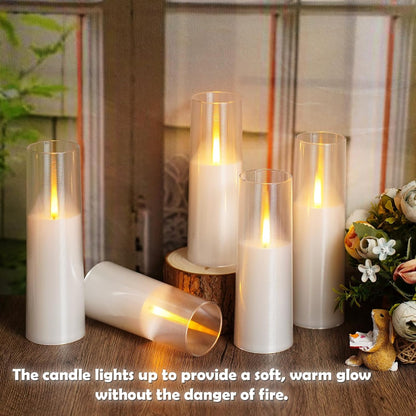 kakoya Flameless Candles Upgraded Realistic Flickering Flame,Battery Operated LED Candles with Remote Timers,Acrylic Electric Candles Set of 3(D 3" xH 4" 5" 6")（Grey）