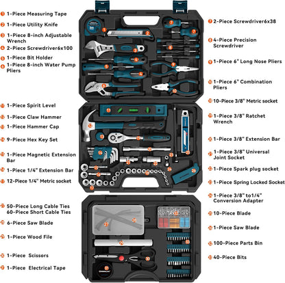 328 Piece Tool Kit for Home,Hand Repair Tool Set,Toolbox Storage Case with Drawer,General Household/Auto Tool Kit,Perfect for Homeowner, DIY, Handyman