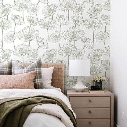 Orainege Modern Peel and Stick Wallpaper 17.3inx118.1in Beige and White Floral Wallpaper Boho Contact Paper Removable Decorative Wall Paper for Bedroom Bathroom Cabinets Decor Vinyl