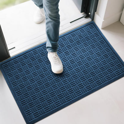 Mibao Front Door Mat, Heavy Duty Durable Welcome Mat for Outdoor Indoor, Dirt Trapper Waterproof Super Absorbent Door Mat for Entryway Outside Patio Porch, 29.5" x 17", Grey