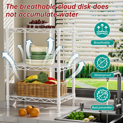 Golpart 4 Tier Adjustable Storage Shelves Metal Utility Shelf Wire Shelving Unit Organizer Rack for Home Kitchen Office Bathroom Pantry Room 12" D x 18" W x 44" H