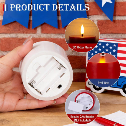 White Flameless Candles Set of 3 (3"x3") Battery Operated LED Pillar Candles with Remote and Timer, Real Wax Flickering Candles for Fireplace Bedroom Living Room Home Decor and Indoor Use