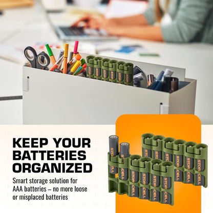 Storacell SLAAAORG by Powerpax SlimLine AAA Battery Caddy, Orange, Holds 6 Batteries, 1 Count (Pack of 1)