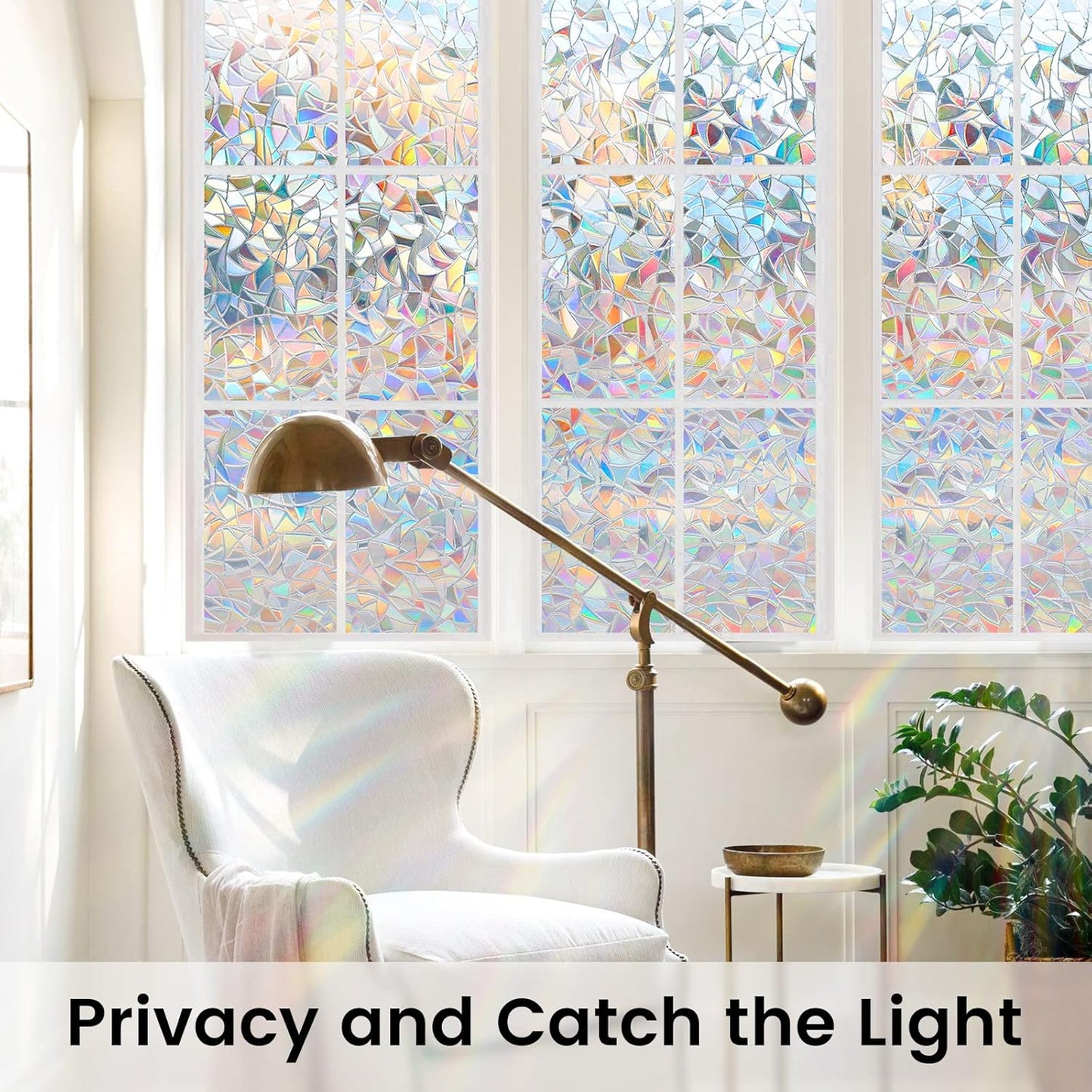 DOWELL Window Privacy Film, Frosted Glass Window Film, Static Cling Non-Adhesive Glass Clings, Sun Blocking Opaque Coverings, Reusable Door Stickers for Bathroom Home Office, Pure, 17.5" x 78.7"