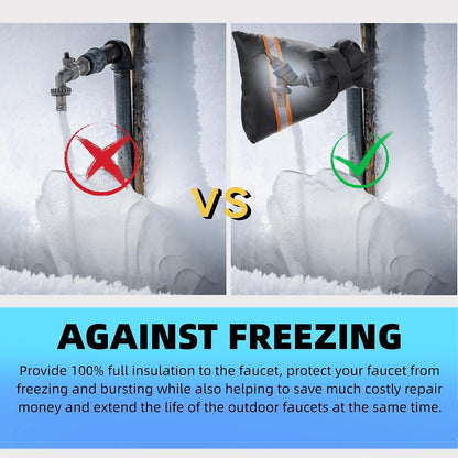 Outdoor Faucet Socks - 10'H x 6.3'W for Winter Freeze Protection, 2 Piece Tap Cover, Reusable Spigot Cover - Beige