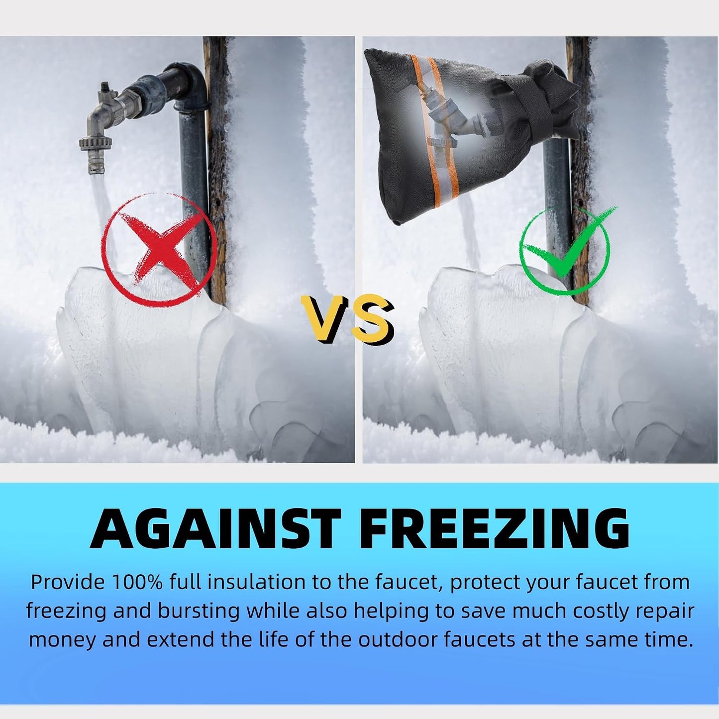 Outdoor Faucet Socks - 5.9" W x 7.7" H for Winter Freeze Protection, Tap Cover, Spigot Cover - 3 Piece