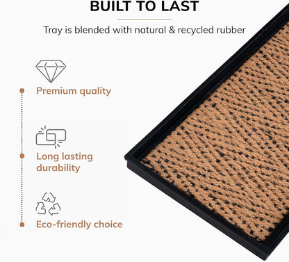Anji Mountain Heavy Duty Waterproof Rubber Shoe Storage Mat Organizer/Boot Storage Tray Multi Use for Entryway with Coir, Tan Insert, Fits 4 Pair (46.5" Wide)