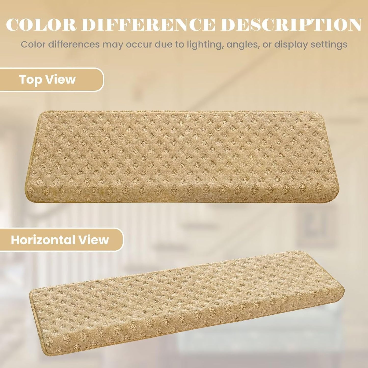 DEXDE Bullnose Stair Treads for Wooden Steps Non-Slip Stair Runner, 14 Pcs | Reusable bullnose carpet Stair Treads Indoor, Peel and Stick Stair Rugs with Edge Protection, Soft Washable, 30"x9.5" Grey