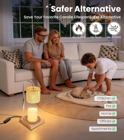 TigQiang Candle Warmer Lamp with Timer Dimmer, Birthday Gifts for Women Mom, House Warming Gifts, Elegant New Home Decor, Wax Warmer for Jar Candles, Heater Lamp for Scented Wax, Clear Glass
